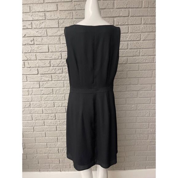 Black Lands Black Twill Drape Front Sleeveless Pleated Front Dress Size 10 - Picture 4 of 11